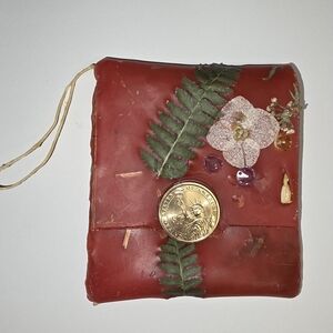 Handcrafted Red Floral BeesWax Money Magnet Wallet Talisman